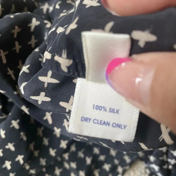 Rebecca Minkoff Womens Black Tan Abstract Silk Long Sleeve Button-Up Shirt Sz 2 - Picture 5 of 13